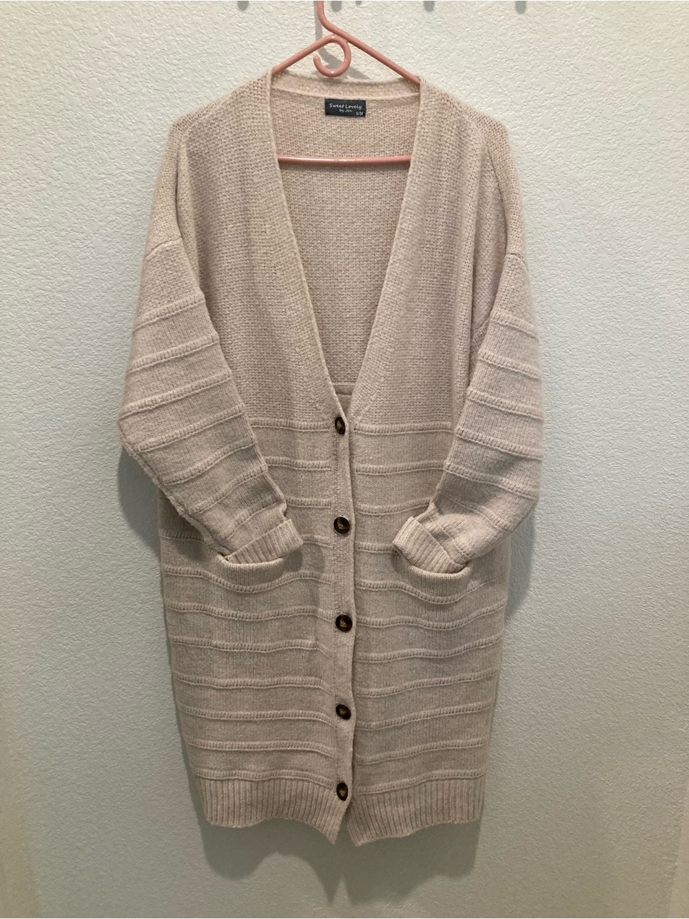 Long Sweater w/Button Front and Pockets
